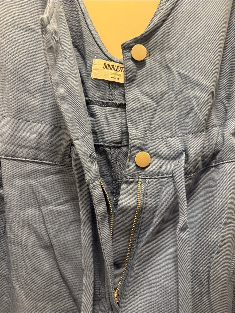 🆕Double Zero Dusty Blue Jumpsuit w Cinched Waist. Lovely Large. NWOT!🔥 - Picture 3 of 4